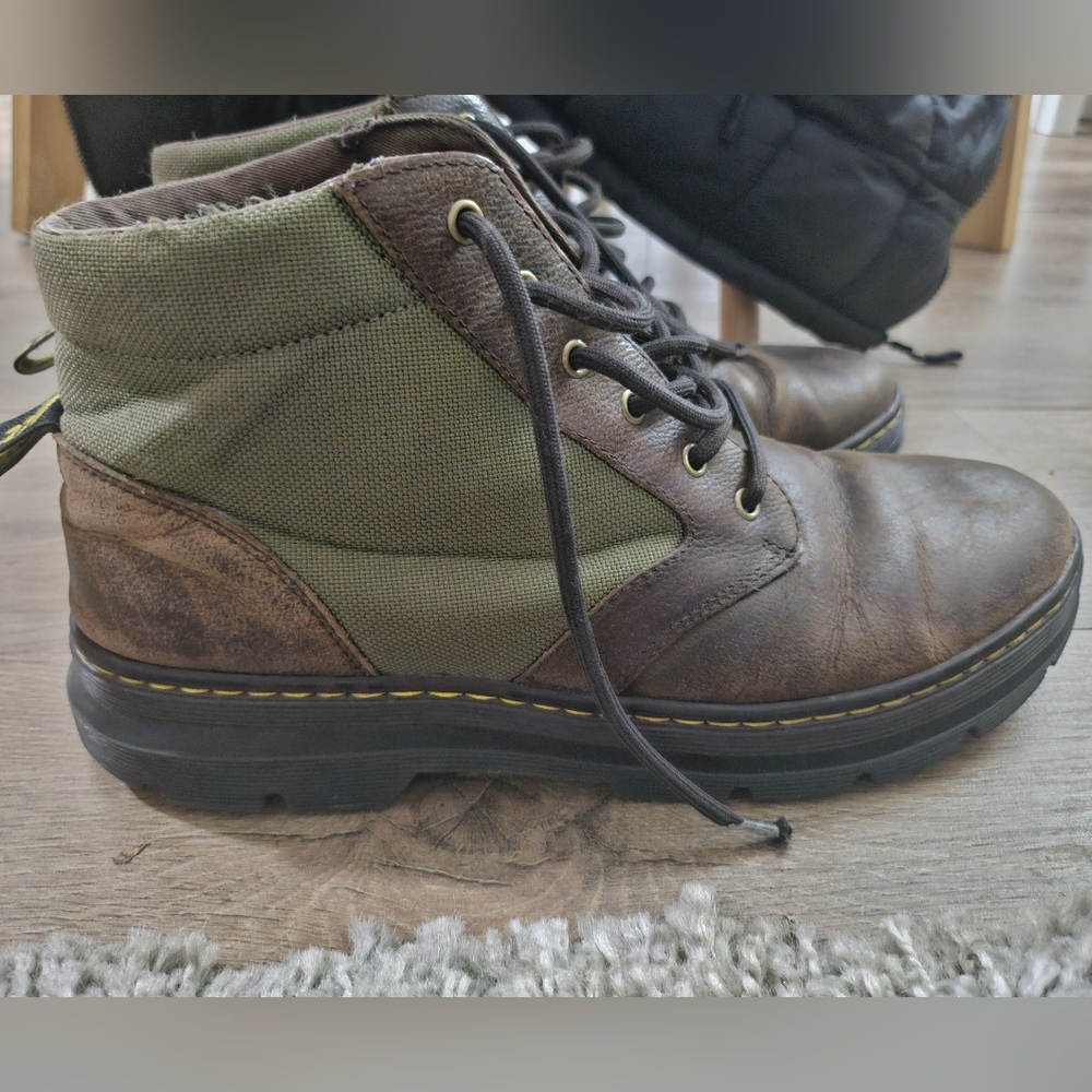 Dr Martens Boots Mens 11 M Bonny II Ankle Booties Brown Canvas Round Toe Lace up